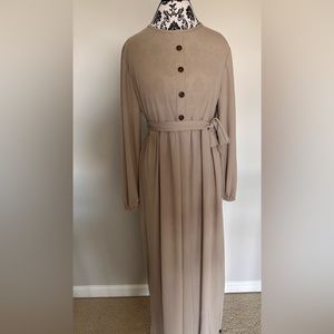 Beige abaya modest dress with detachable belt